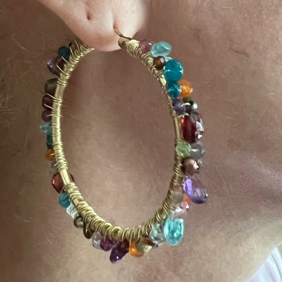 Multi-Colored Gemstone Earrings - Picture 2 of 3